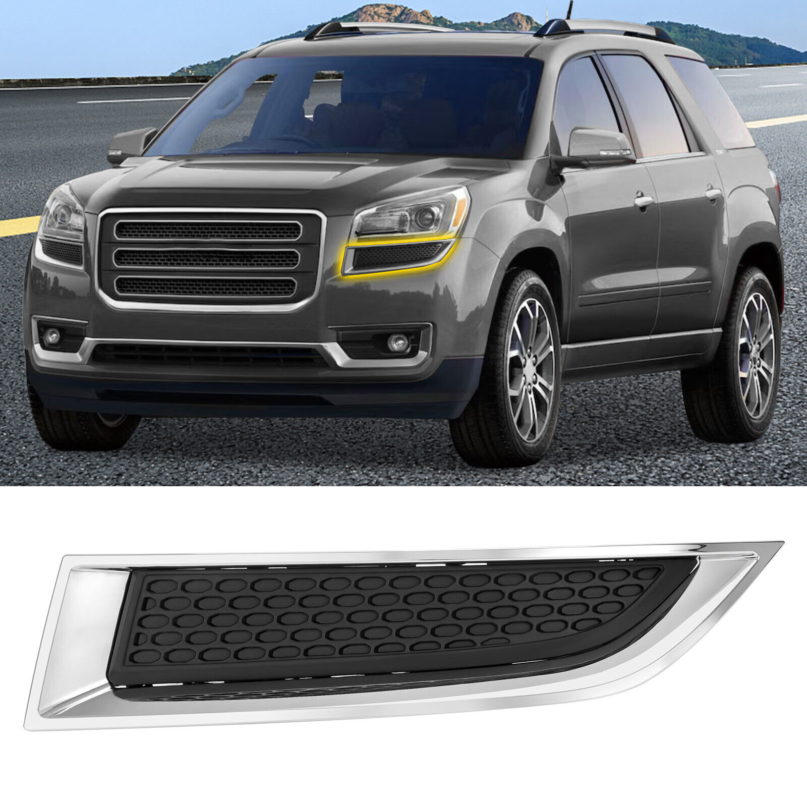 Front Bumper Driver Side Headlight Bezel Grille For GMC Acadia 2013-17 #20982401
