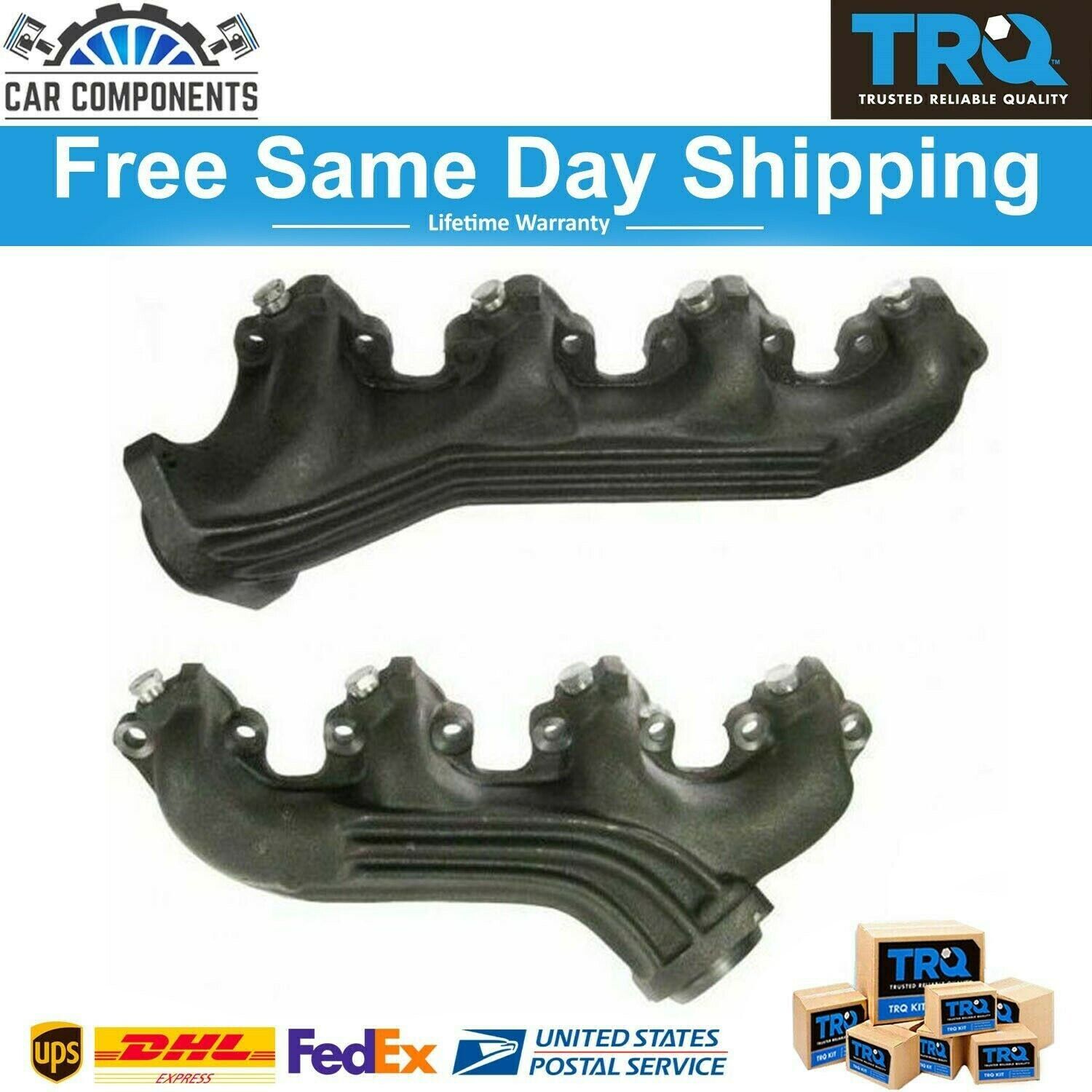TRQ Exhaust Manifolds Pair For 75-87 Ford F-Series Pickup Truck E-Series 7.5L V8
