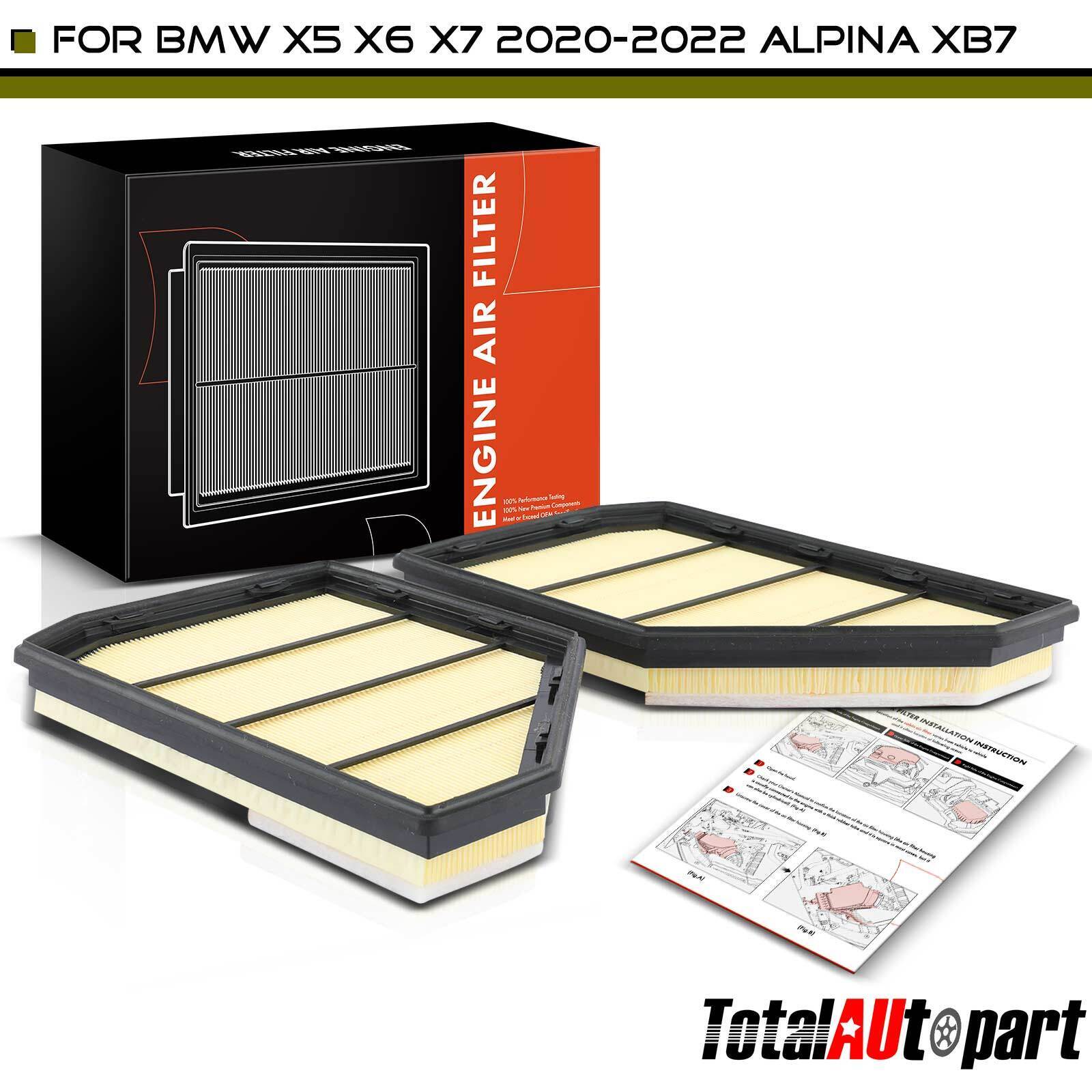 2x Engine Air Filter for BMW X5 G05 X6 G06 X7 G07 2020-2022 Alpina XB7 V8 4.4L