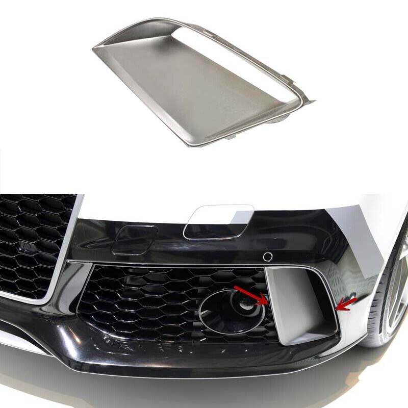 Left Side Front Bumper Fog Light Grille Cover Border Trim For Audi RS6 2013-2018