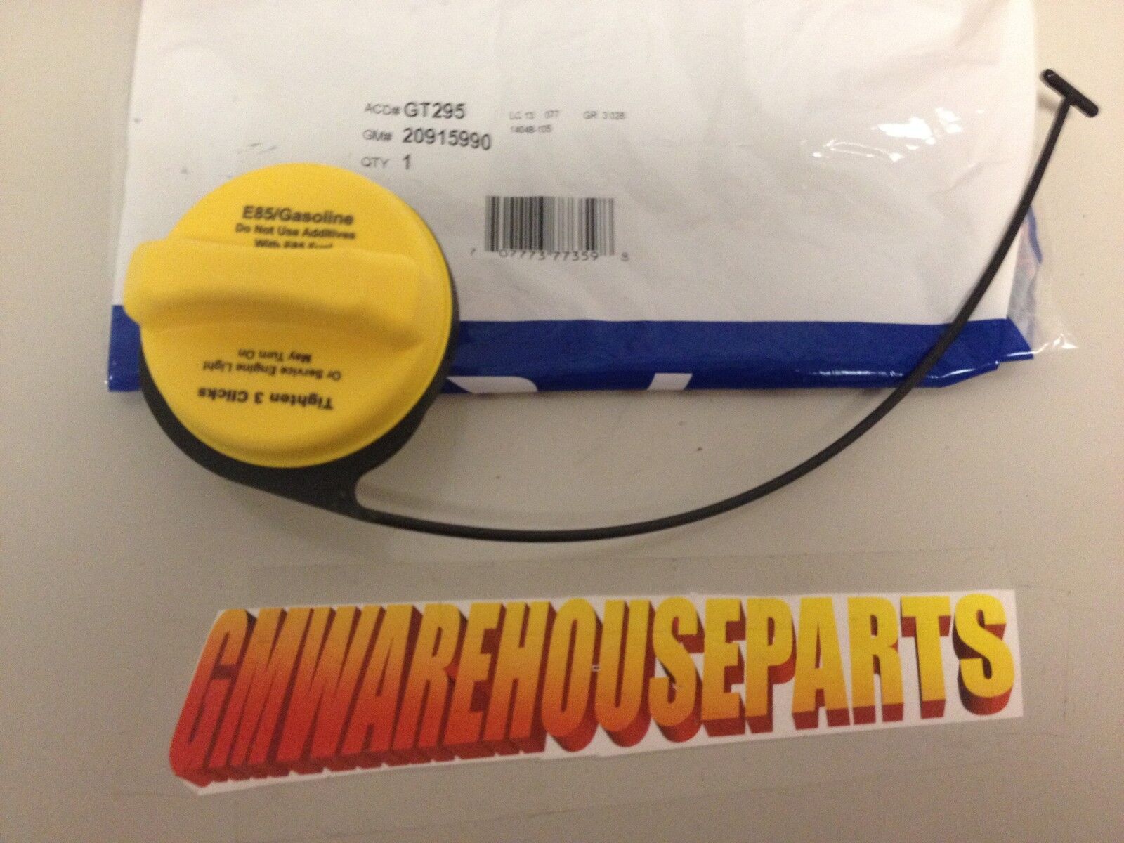 YELLOW GM FLEX FUEL GAS CAP WITH TETHER NEW GM # 20915990