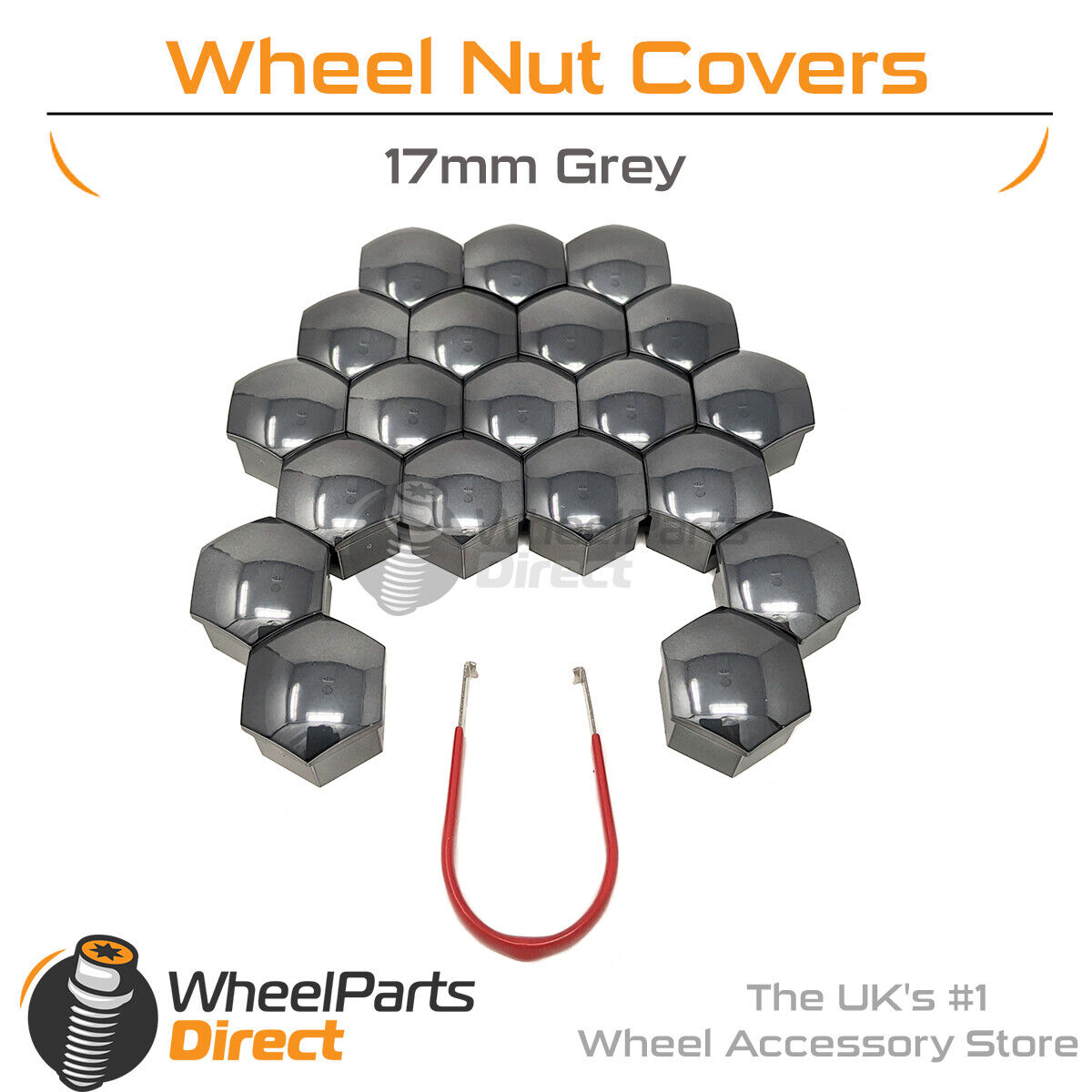 Grey Wheel Nut Bolt Covers 17mm GEN2 For Skoda Superb [Mk3] 15-20