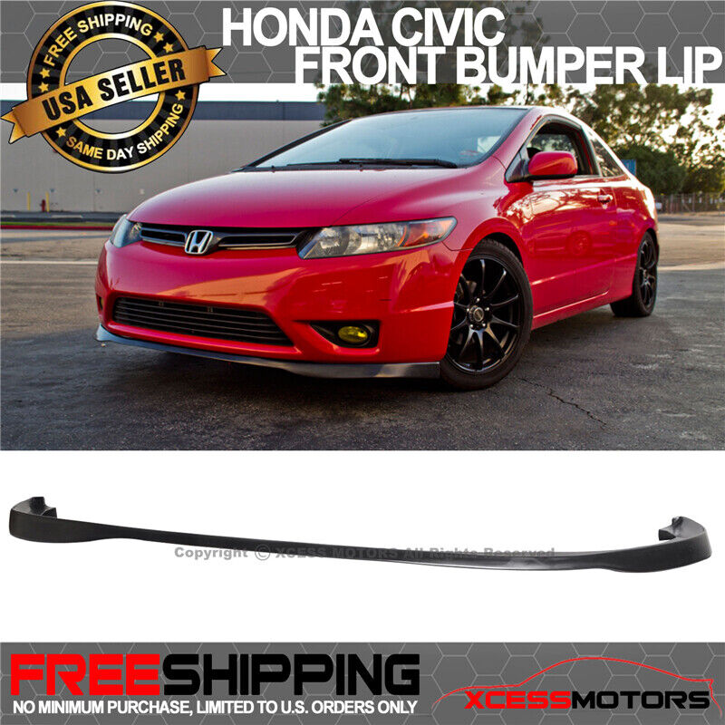 Fits 06-08 Honda Civic 2DR Coupe SIR Style Front Bumper Spoiler Lip Unpainted PU