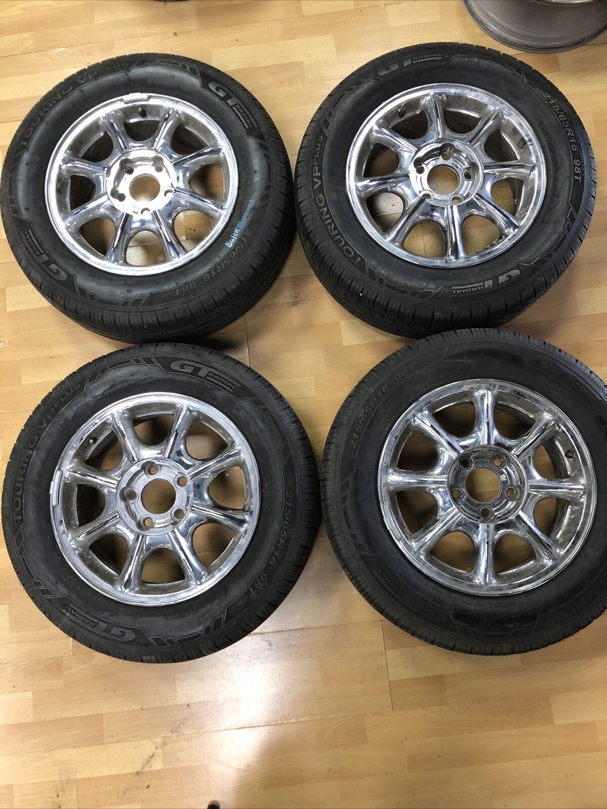 Set Of 4~ 04 RENDEZVOUS Rims/Tires 16x6-1/2 Alloy 8 Spoke Chrome 9594042