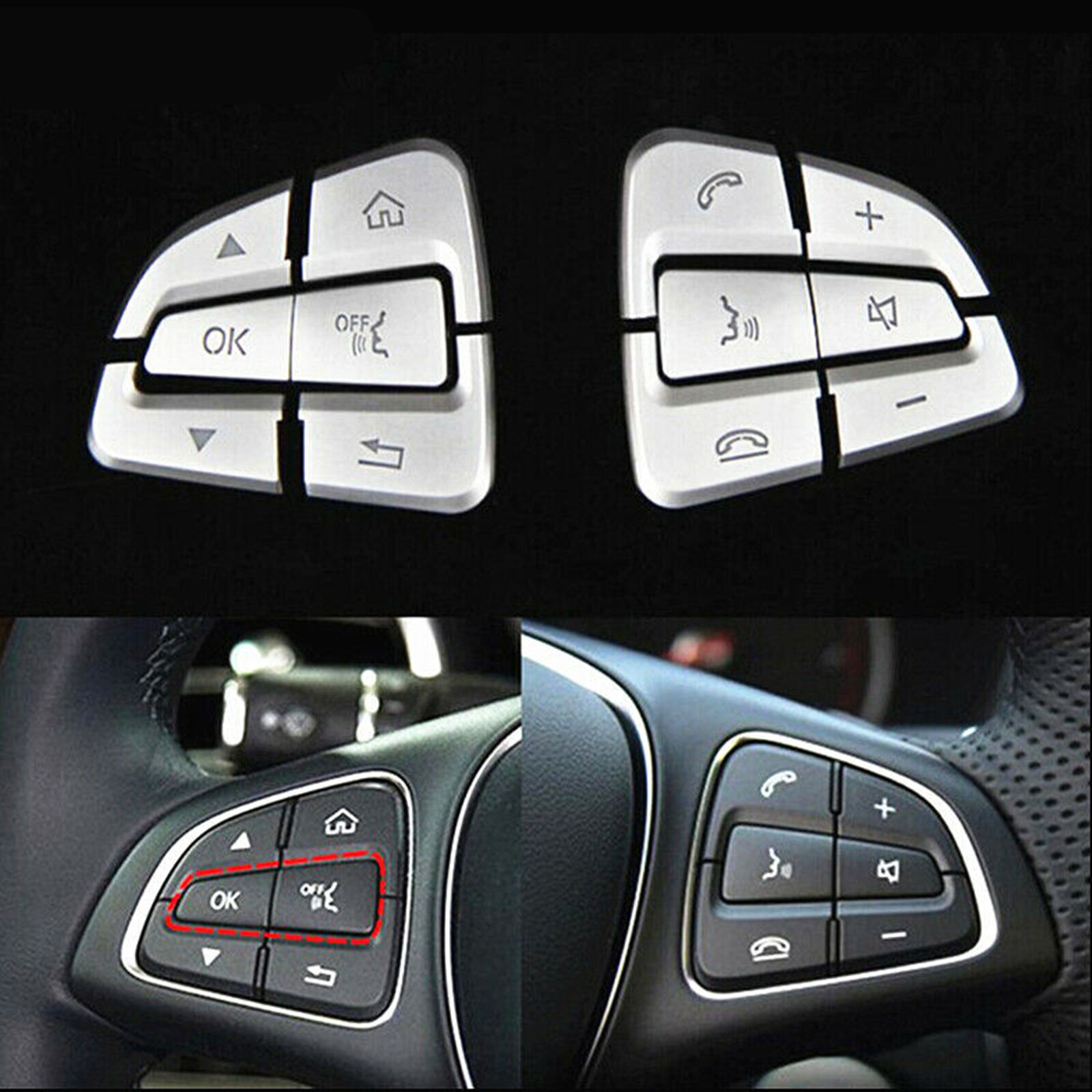 Chrome Steering Wheel Button sticker covers Fits Mercedes Benz GLC C Class W205