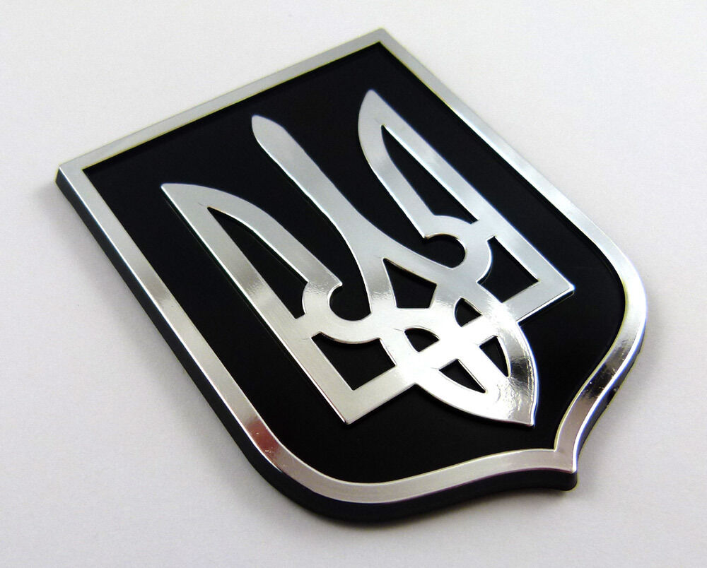 Ukraine Trident Tryzub Black Chrome plastic car emblem decal sticker crest UBC