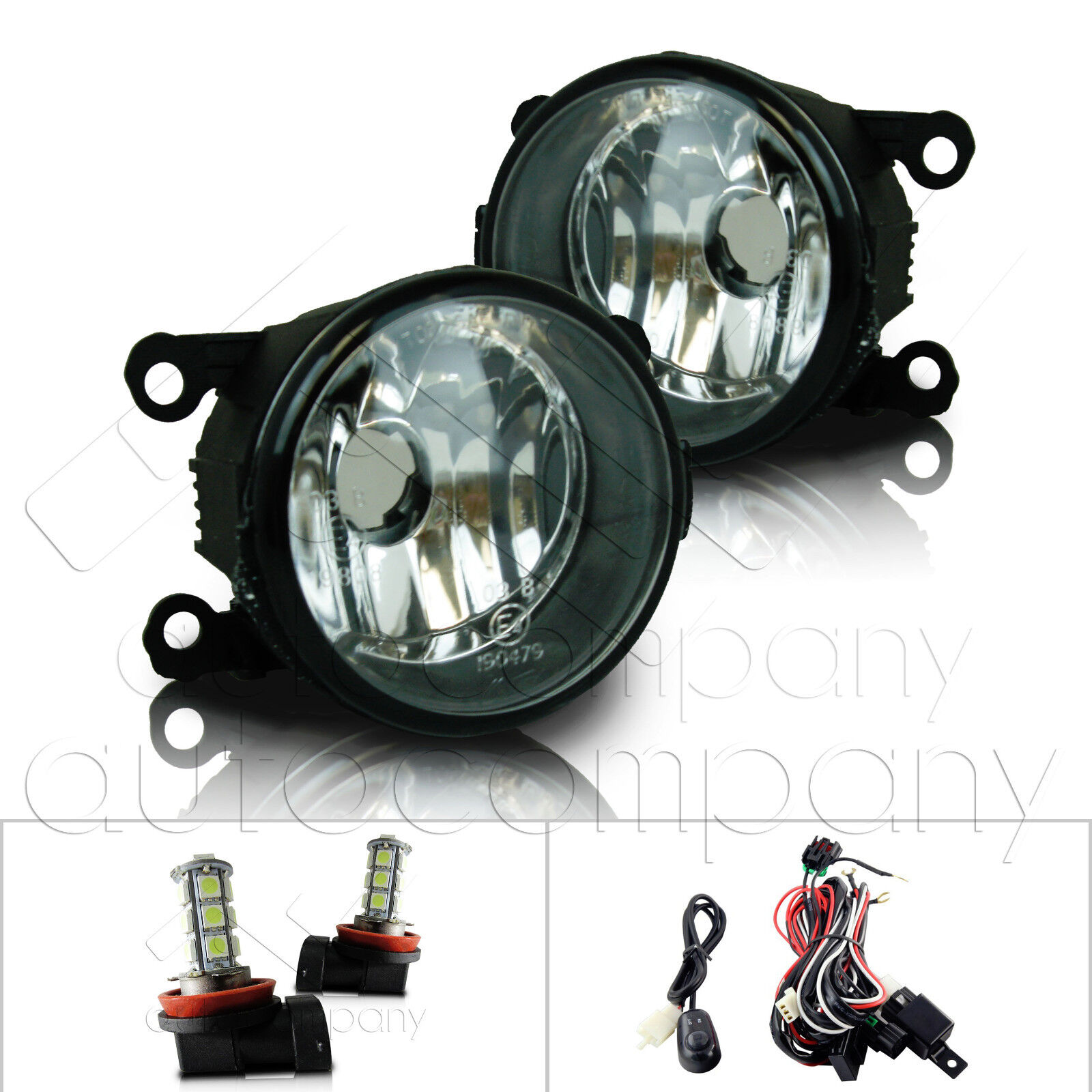 For Grand Vitara & SX4 Fog Lights w/Wiring Kit & LED Bulbs - Clear