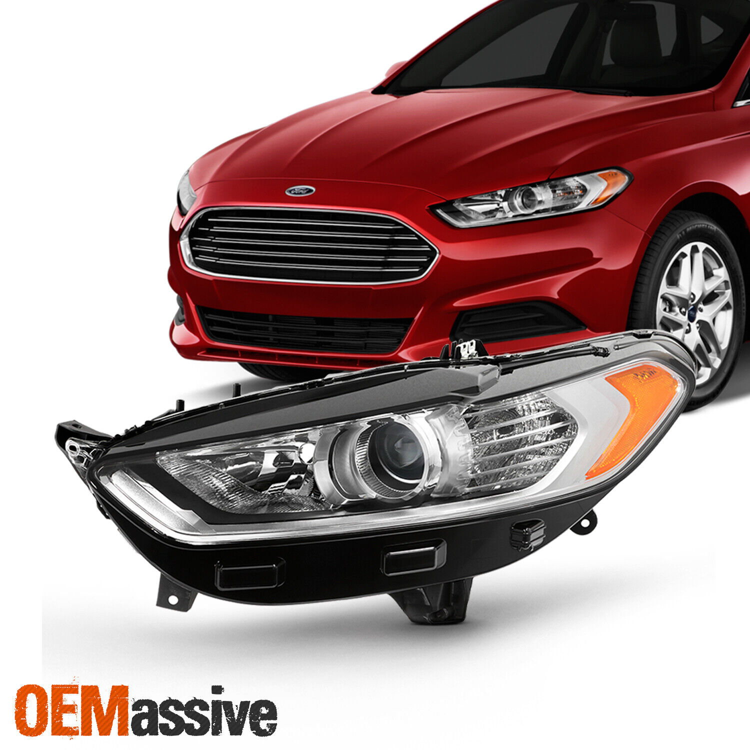 For 2013-2016 Ford Fusion 4Door [Halogen Style] Projector Headlight Left Driver