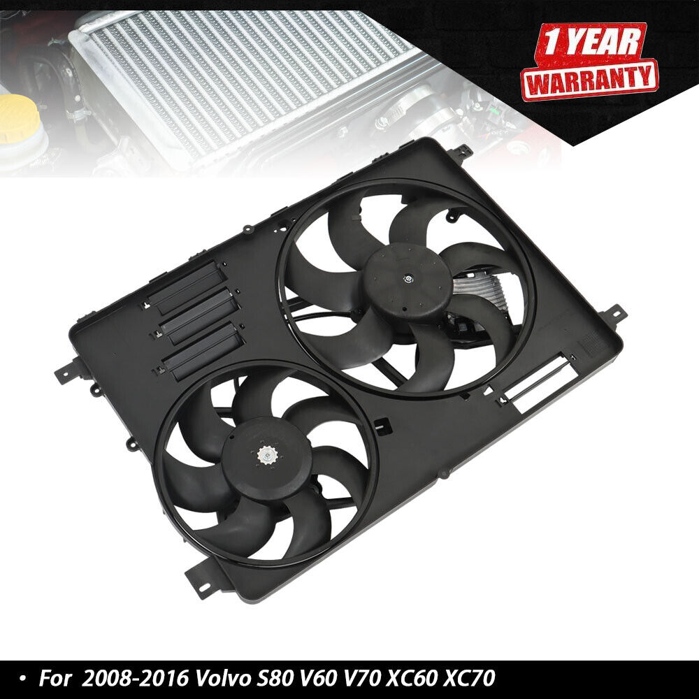 For Volvo S80 V60 V70 XC60 XC70 2008-2016 Dual AC Condenser Radiator Cooling Fan