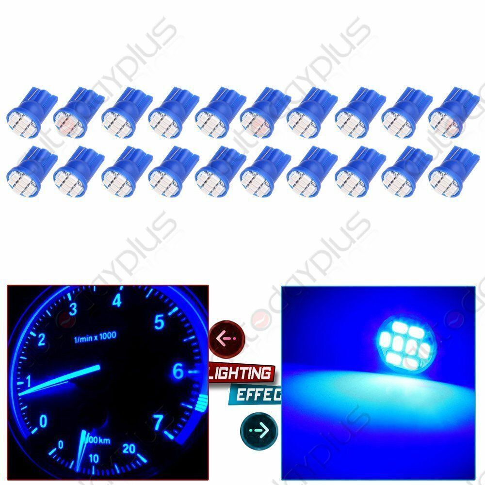 20x Blue T10 194 8SMD LED Instrument Gauge Panel Dash LED Light Bulbs For Ford