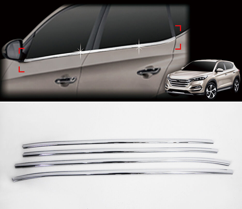 Chrome Window Accent Garnish Molding Trim Line Sill 4p For 2016 Hyundai Tucson