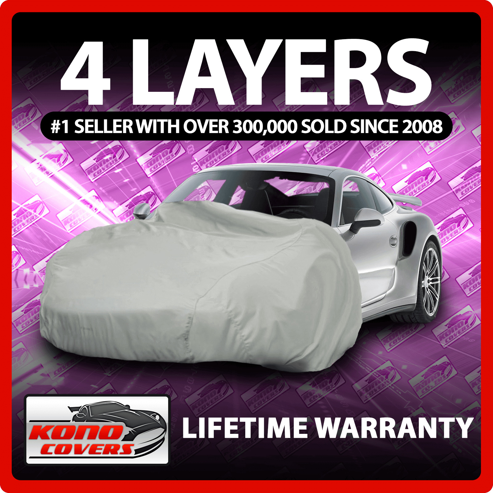 4 Layer Car Cover - Soft Breathable Dust Proof Sun Uv Water Indoor Outdoor 4759