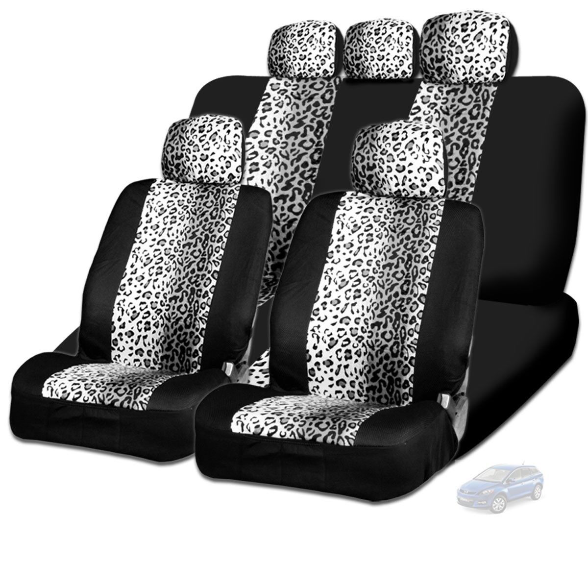 New Design Safari Snow Leopard Print Car Truck SUV Seat Covers For Mazda