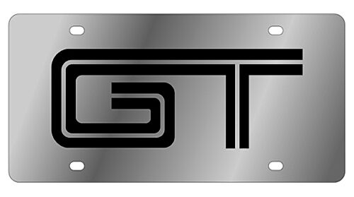 New Ford Mustang GT Black Logo Stainless Steel License Plate