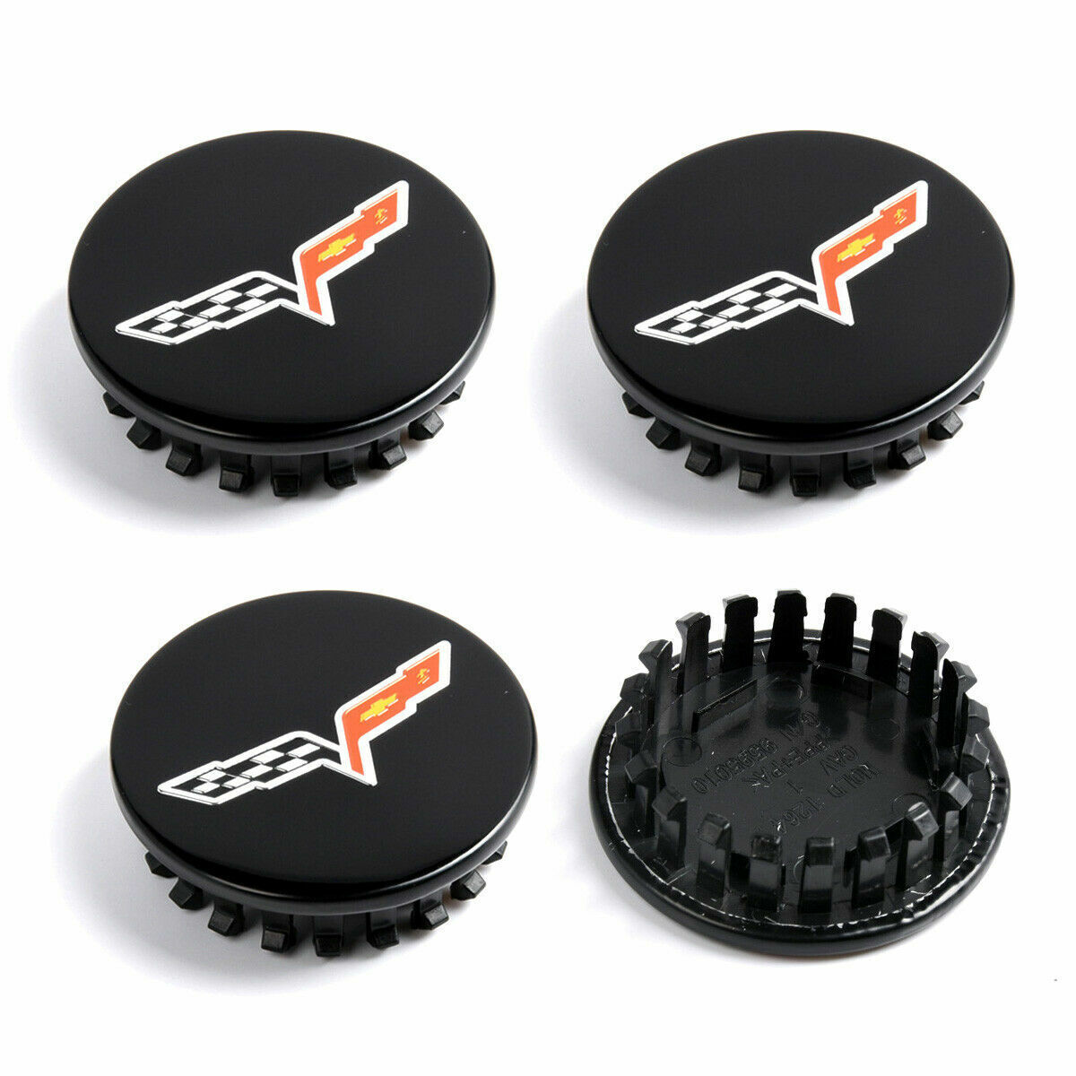 4pcs Flag Black Wheel Center hubcap Caps For 2008 - 2013 C6 Corvette 2.7\'\' 68mm