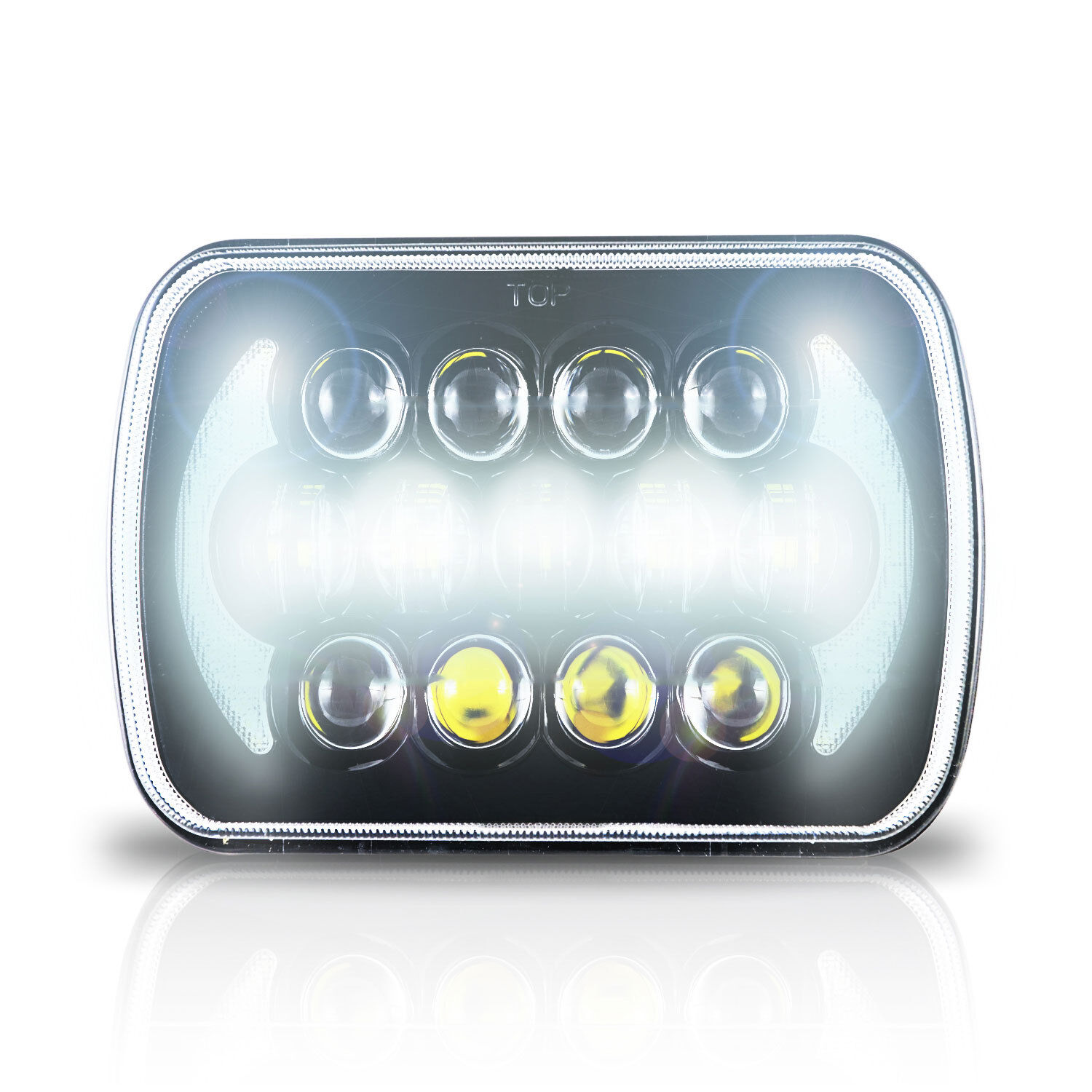 Black 7X6 Projector Headlight LED DOT HID Light Bulbs Clear Sealed Beam H6054 1x
