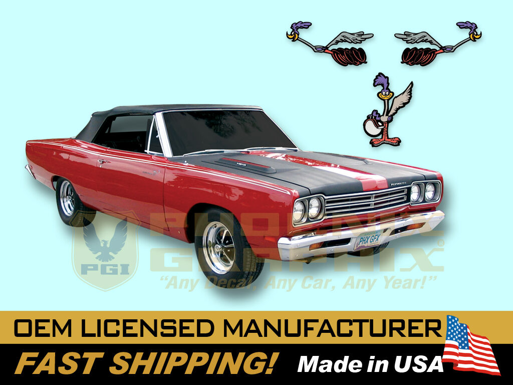 1969 Plymouth Road Runner COMPLETE Reflective Decals Graphics Stickers 8-Pc Kit