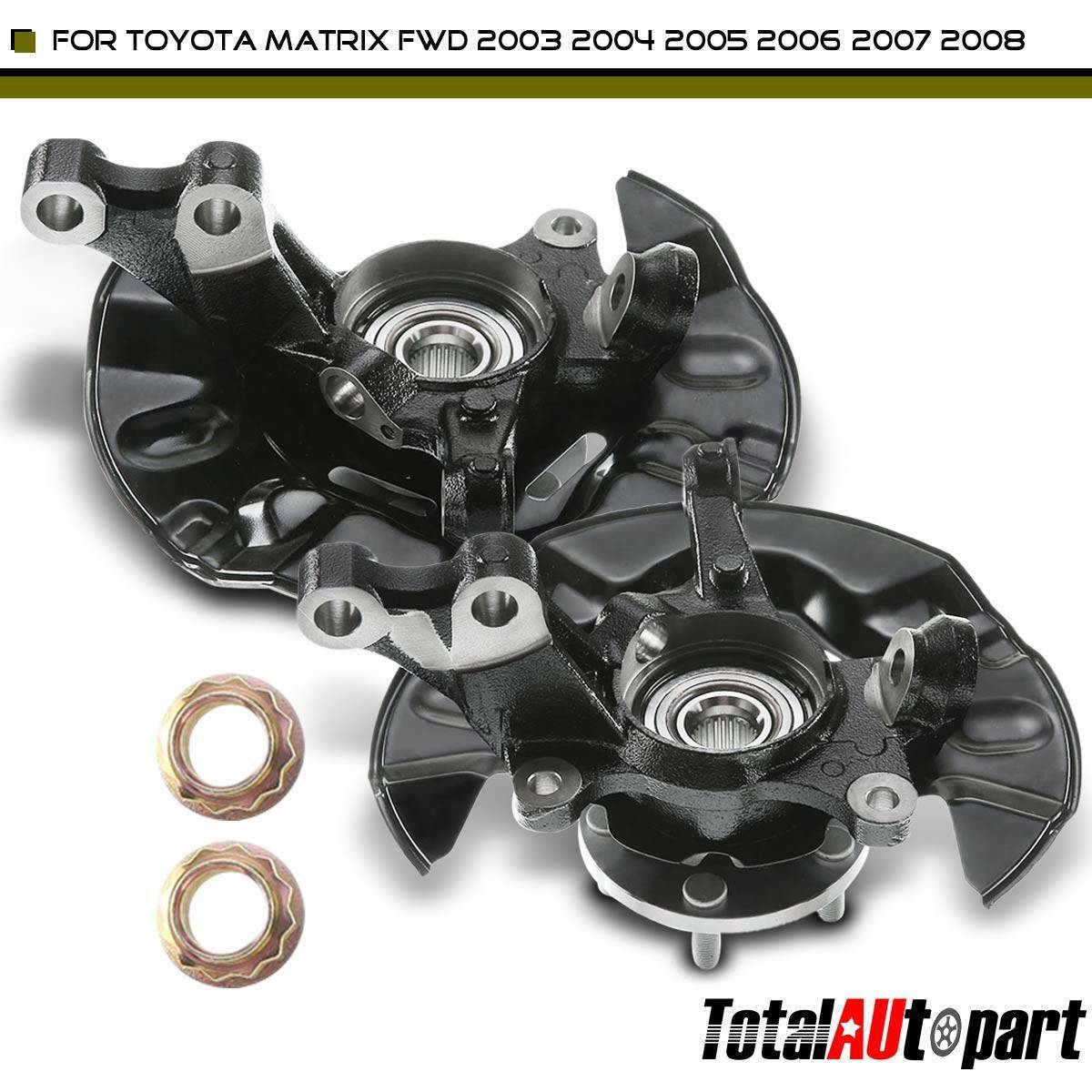 2 Wheel Bearing Hub Knuckle Assembly Front Steel for Toyota Matrix 2003-2008 FWD