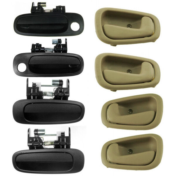 For of 8 Pieces Corolla Prizm Black Outside Outer Beige Inside Inner Door Handle