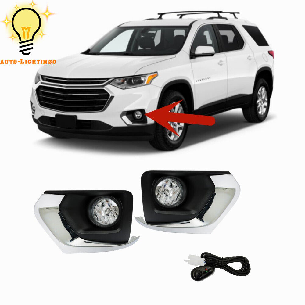 Driving Fog Lights Lamps+Bezel+Harness +Switch Kits For 2018-2021 Chevy Traverse