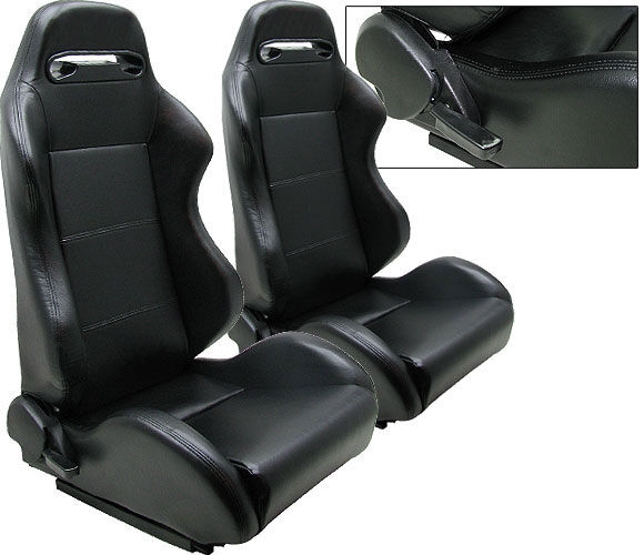 NEW 1 PAIR BLACK PVC LEATHER CAR ADJUSTABLE RACING SEATS ALL TOYOTA **