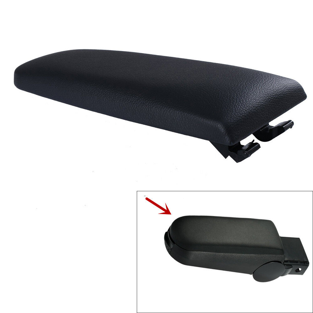 Armrest Cover Center Console Lid Black PU Leather w/Plate for VW Jetta Bora Polo