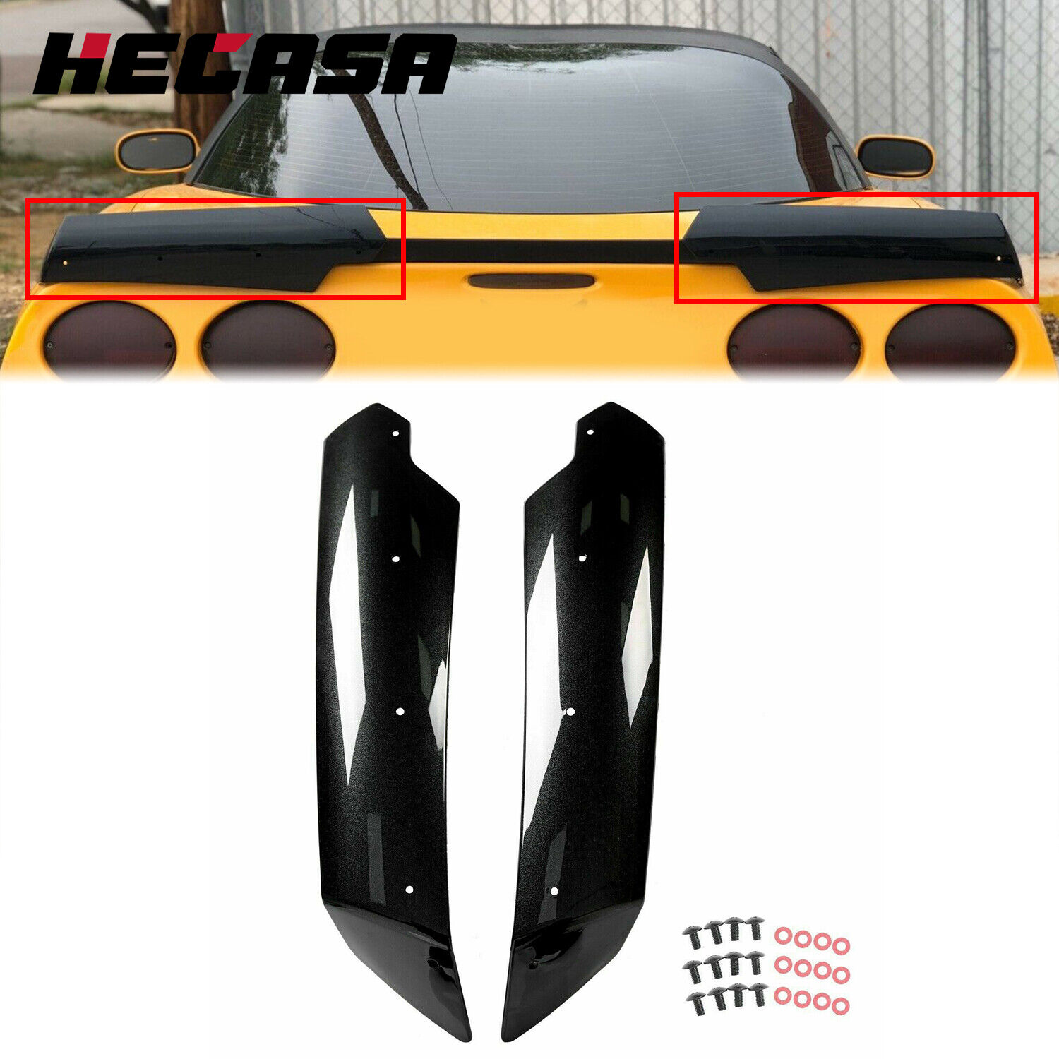 HECASA For 14-19 Corvette C7 Z06 Stage 2 CARBON FLASH Rear Side Spoiler Winglets