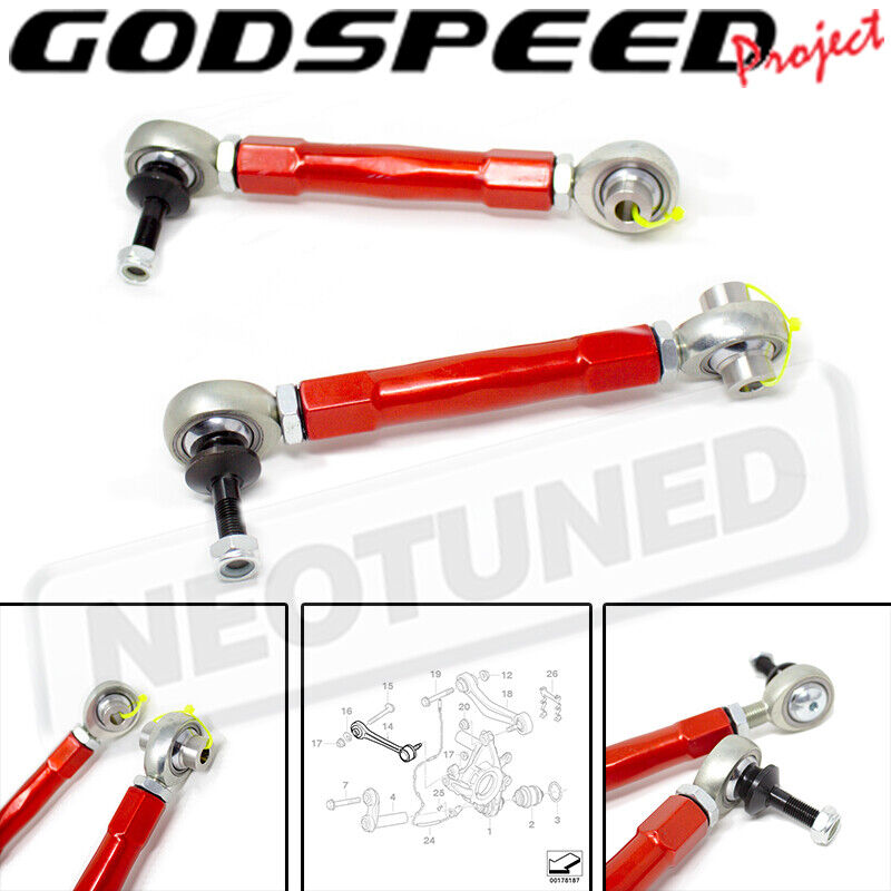 Godspeed Adjustable Rear Toe Arms Kit Spherical For BMW 5-Series E60/E61 2005-10