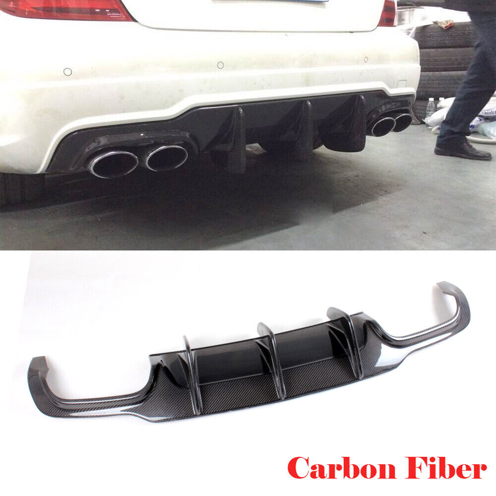 Rear Bumper Lip Diffuser Fit For Benz W204 C300 C63 AMG 12-15 Carbon Fiber