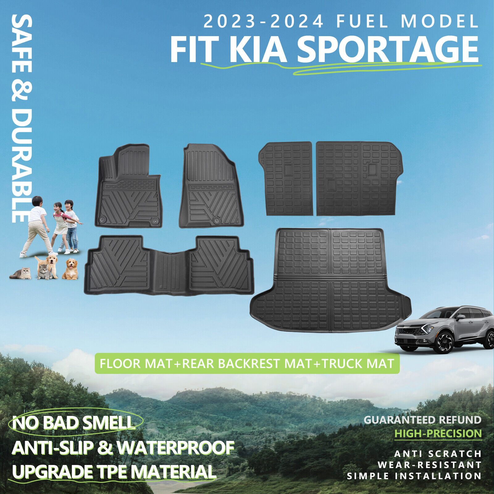 For 2023 2024 Kia Sportage Trunk Mat Floor Mats Cargo Liners(Not Fit Hybrid)