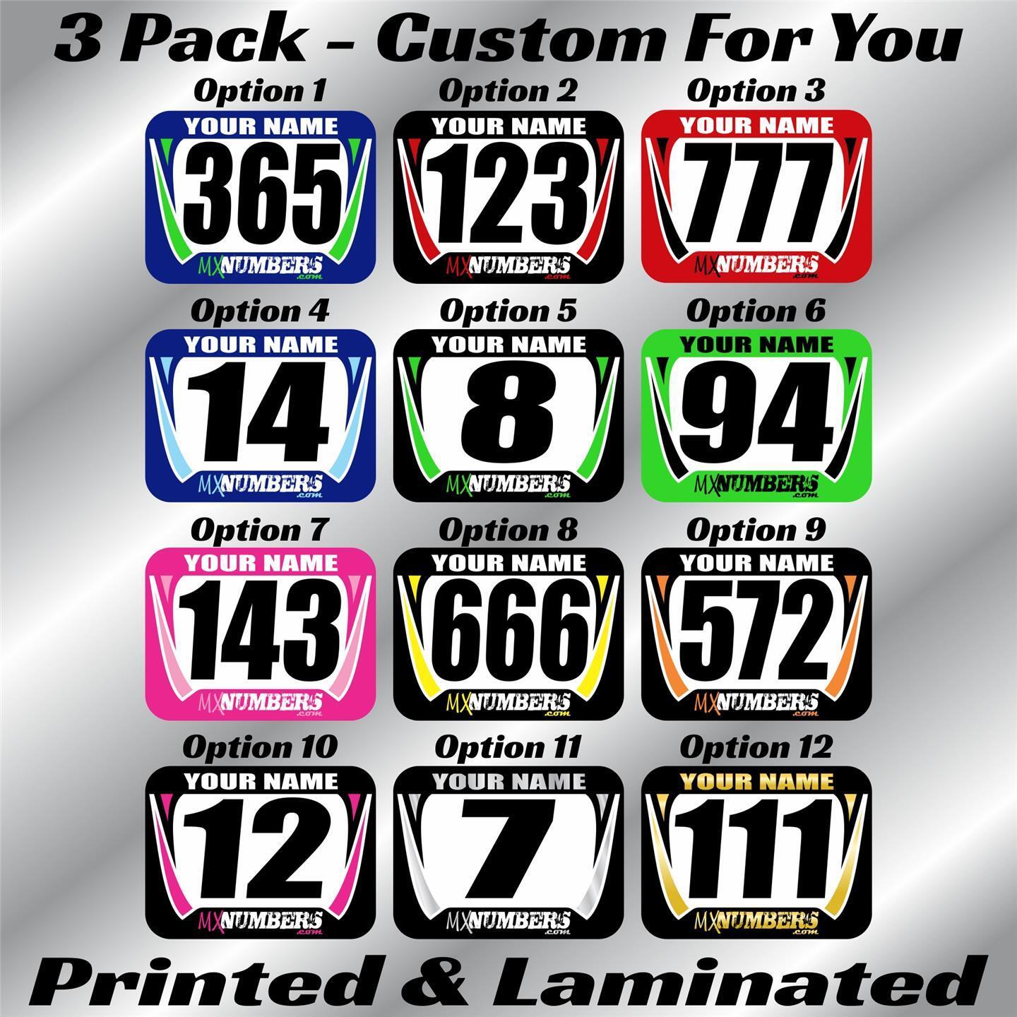 Motocross Mini Number Plate Decal Stickers Custom Name Race MX SX ATV AMA RMZ RM