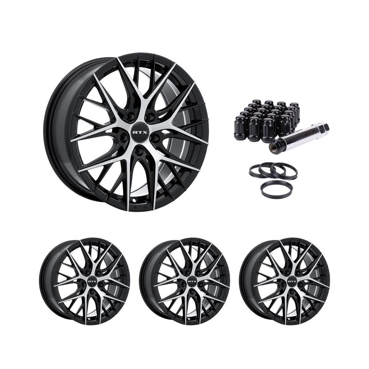 Set of 4 RTX Valkyrie Black Alloy Wheel Rims for Acura P37950 18x8 18 Inch 