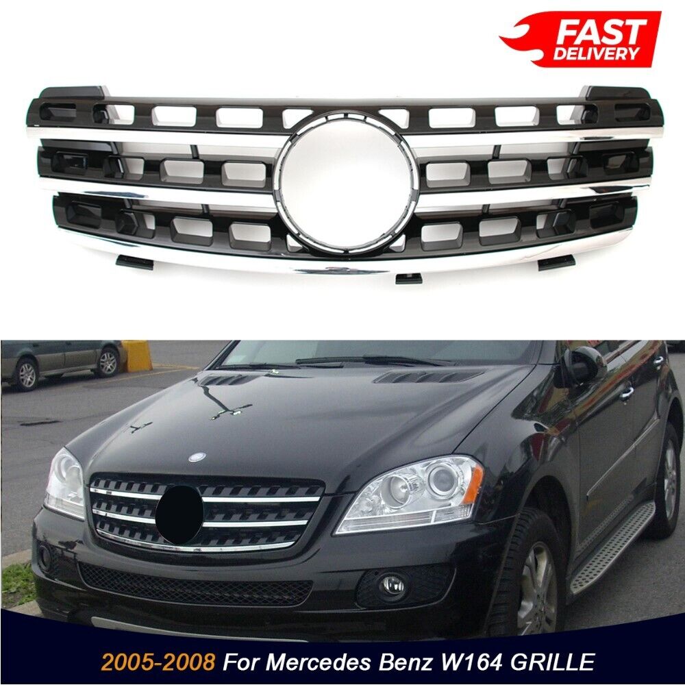 AMG Style Front Grille Grill Fit 2005-2008 Mercedes ML-Class W164 ML320 350 500