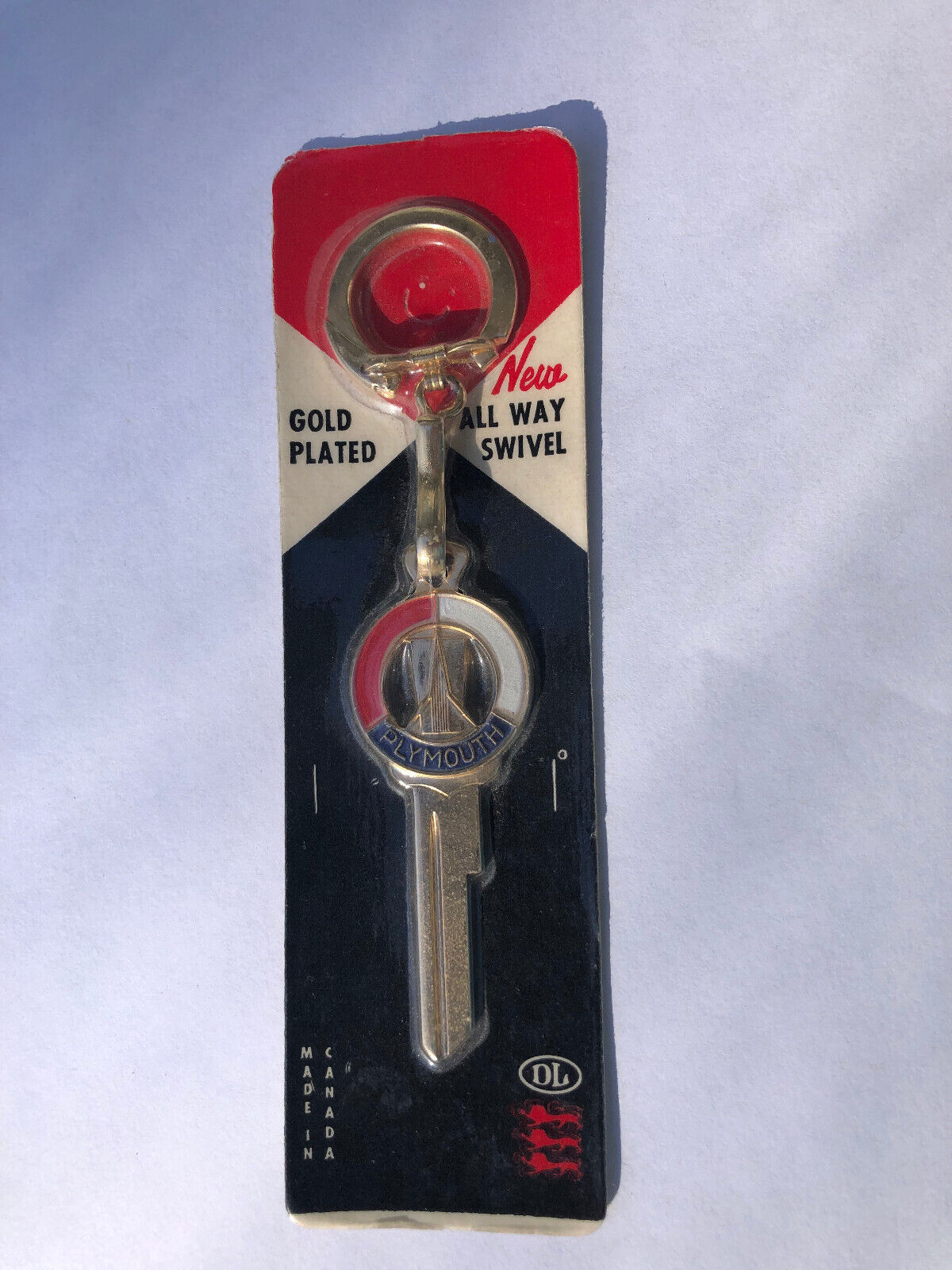 Plymouth Key Blank with Key Chain Vintage, Valiant, Barracuda, Fury, Belvedere