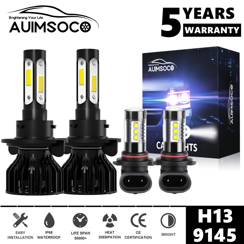 LED Headlight + Fog Light Bulbs 6000K For F-250 F-350 F-450 Super Duty 2005-2022