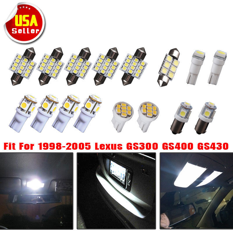 16X Super White LED Light Bulbs Interior Package Kit for 98-05 Lexus GS300 GS400