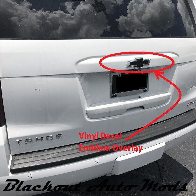 Tahoe Gloss Black Vinyl BowTie Rear Door Emblem Overlay Chevrolet 2015-2021