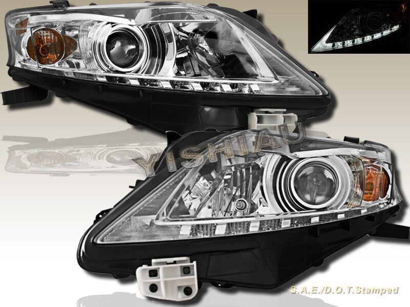 Fit For  2010-2012 Chrome Housing Lexus RX350 Projector Headlights w/ LED Strip