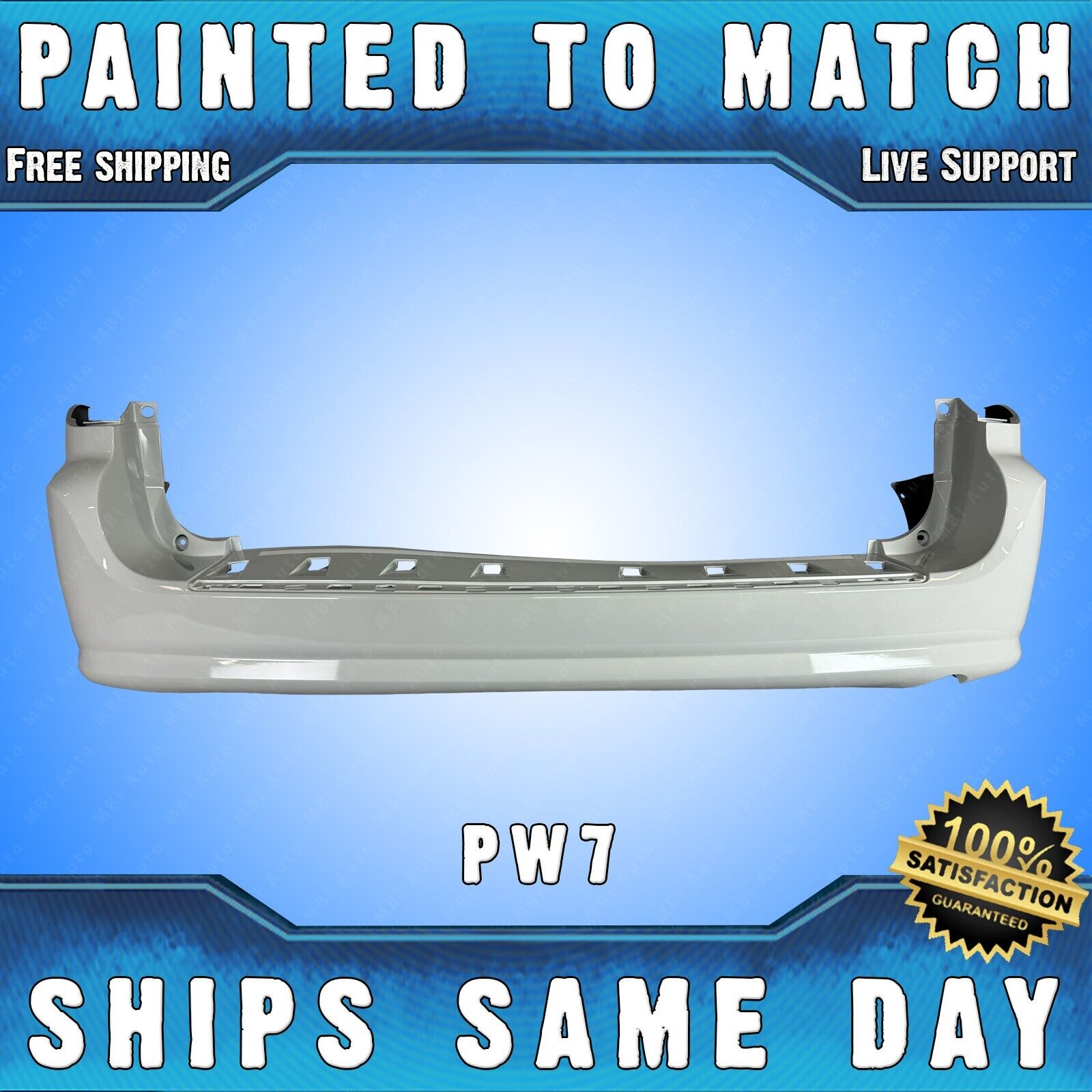 NEW Painted *PW7 White* Rear Bumper Cover for 2011-2020 Dodge Caravan 11-20