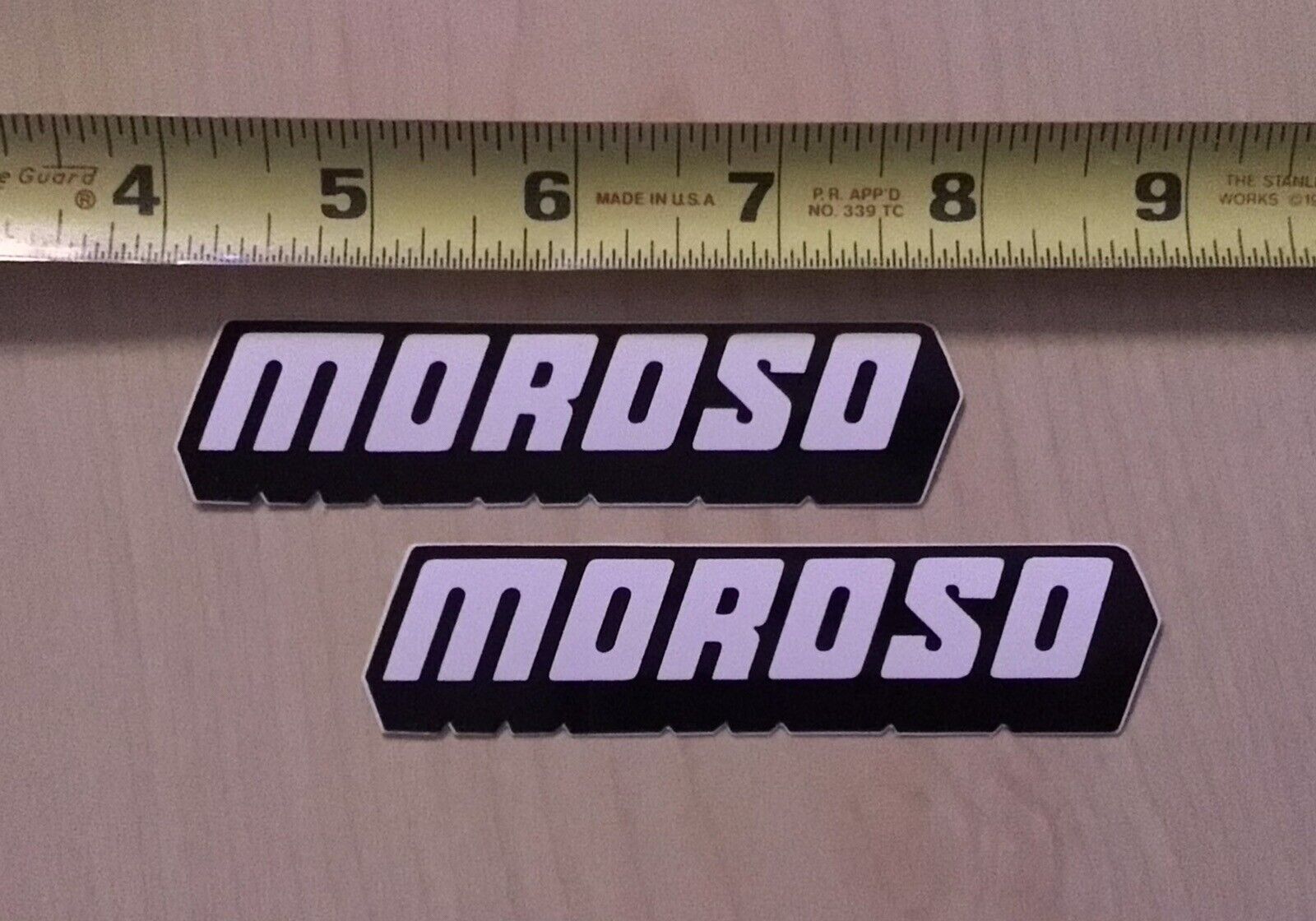 2 MOROSO real authentic original oil pan racing decals stickers 3 7/8 x 1 inch