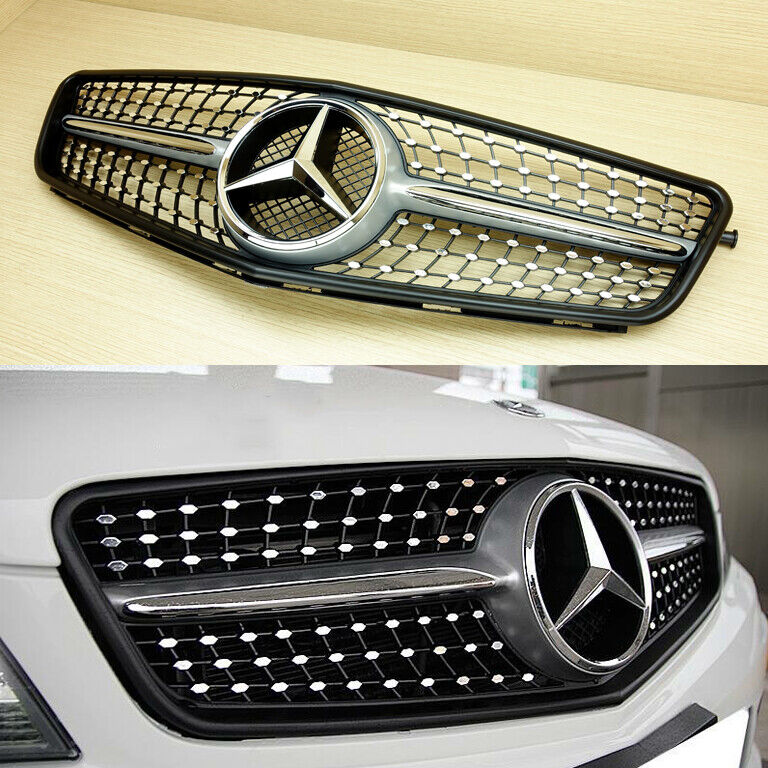 Silver Diamond Design C45 Type Front Grille 08-13 For Mercedes Benz C-Class W204