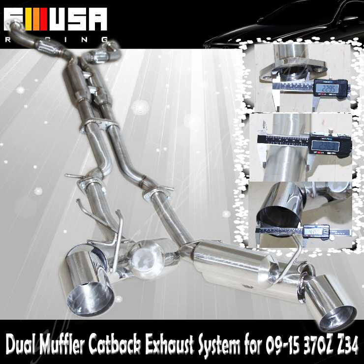 SS Dual Muffler Exhaust System for 09-15 370Z Z34 VQ37DE engines