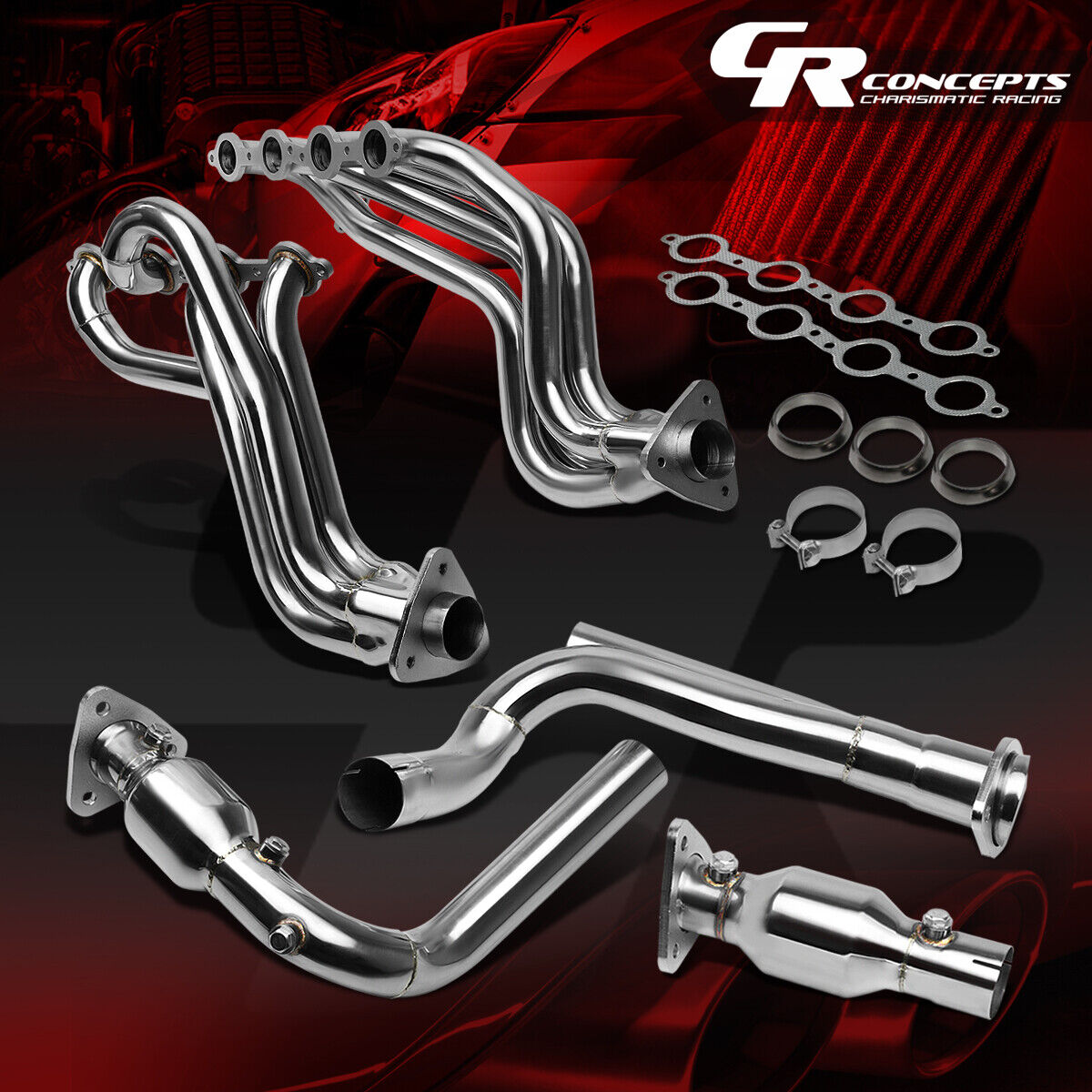 FOR GMC/CHEVY GMT800 V8 ENGINE TRUCK/SUV STAINLESS MANIFOLD HEADER+Y-PIPE+GASKET