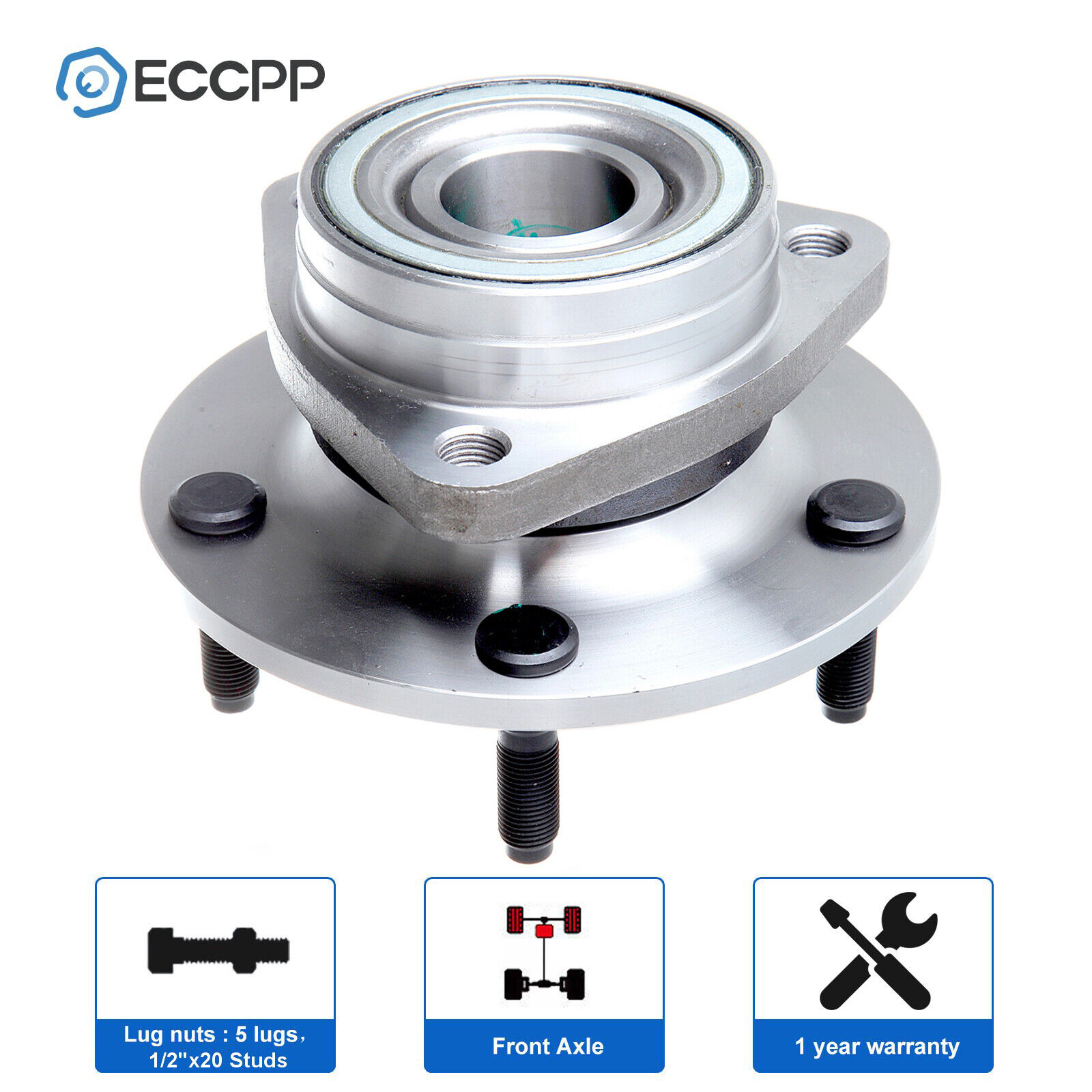 ECCPP 1 Pcs Wheel Hub Bearing Assembly Front For Dodge Ram 1500 1994-1999 4WD