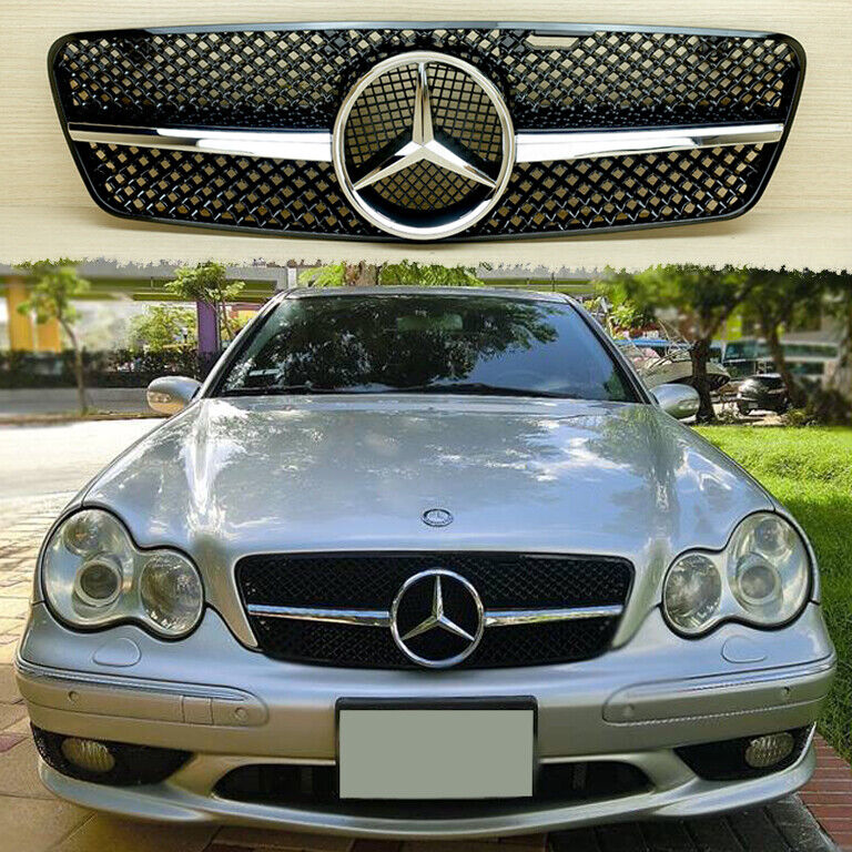 01-07 Gloss Black For Mercedes Benz C-Class W203 Front Grill C200 C240 C280 C320
