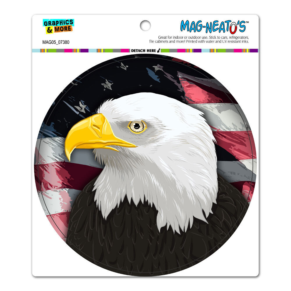 American Bald Eagle - Flag USA Patriotic Circle - MAG-NEATO\'S™ Car Vinyl Magnet