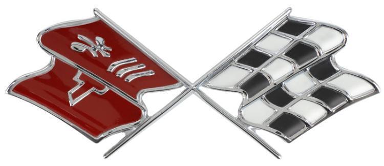 1969 - 1973 Corvette C3 Crossed Flags Gas Door Emblem (Made in USA) 
