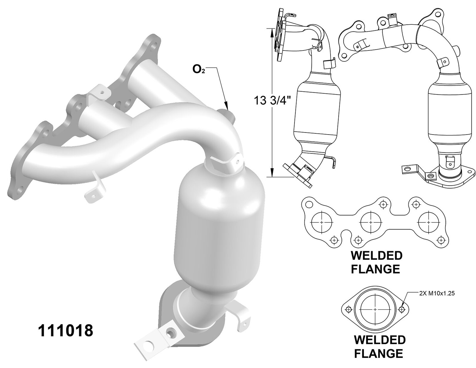 EXHAUST MANIFOLD WITH INTEGRATED CATALYTIC CONVERTER for 2004-2006 Toyota Sienna