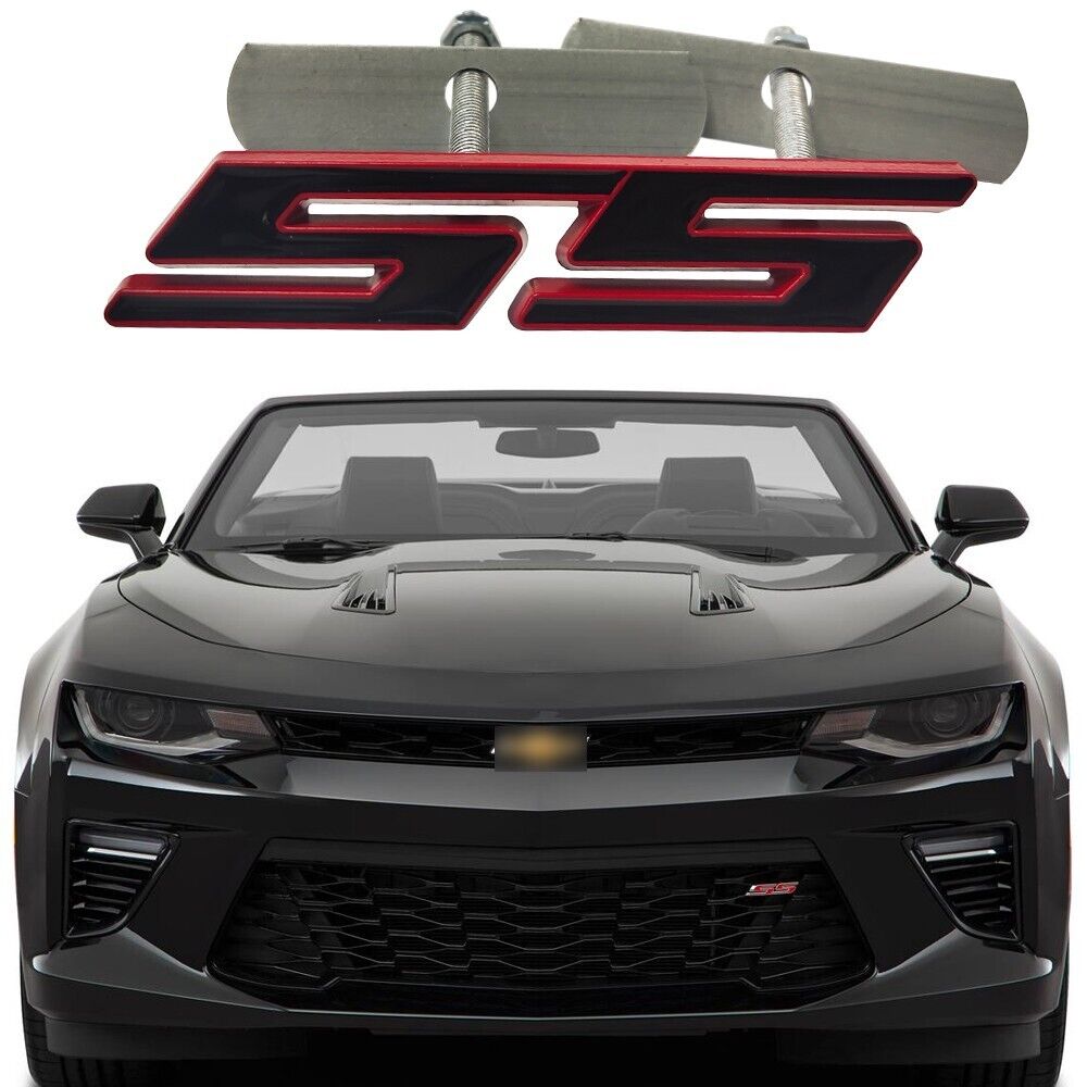 1pcs Grille SS Emblem Badge 3D for Camaro Sierra Front （Black Red)