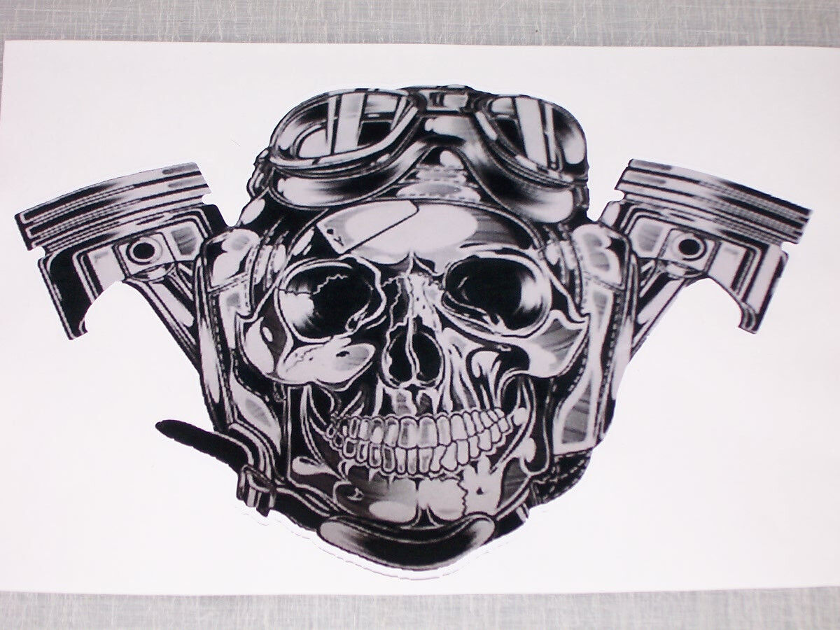 Motorcycle or Aviation Skull Window Decal Decals Trailer Sticker Skulls Harley